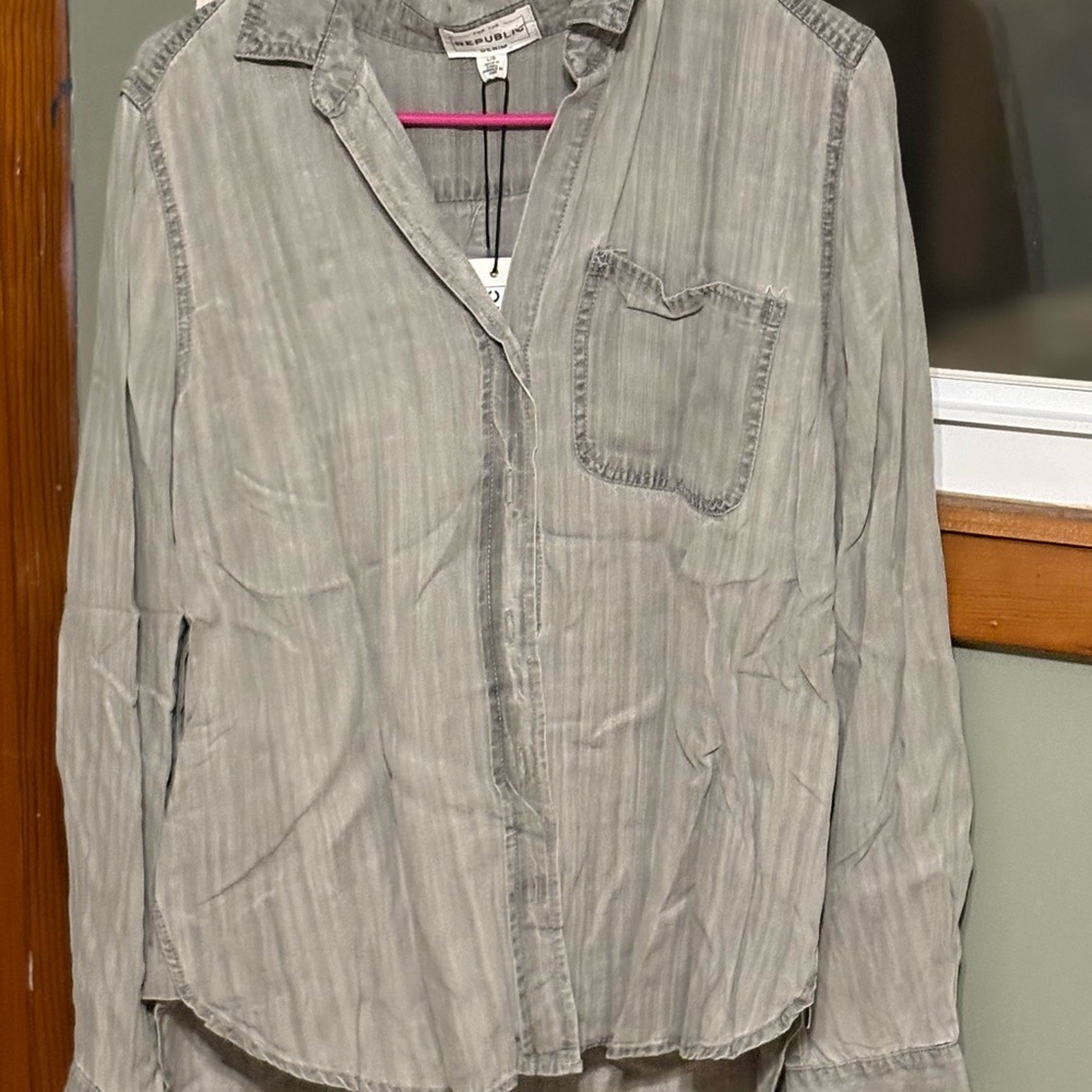 For The Republic Gray Denim Shirt